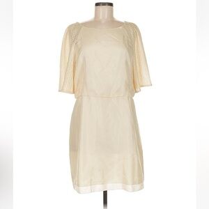 3.1 Phillip Lim Ivory Mini Dress with Sheer Sleeves 100% Silk Size 2